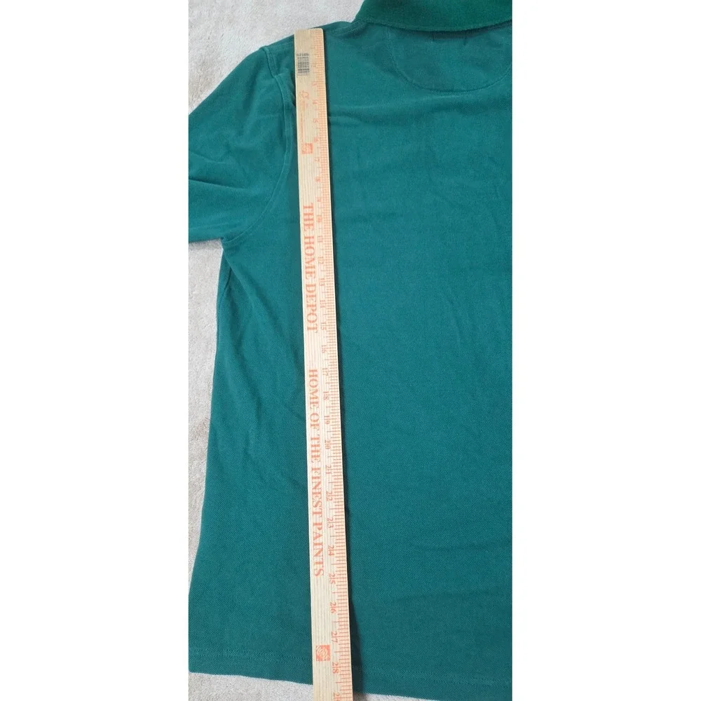 Vintage J. Crew Oarsman Polo Shirt Men Medium Green Mesh Cotton Long Sleeve